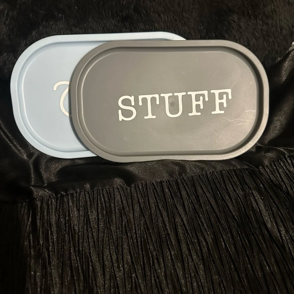 Gray and Blue Bathroom Organizer Trays